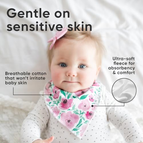 Copper Pearl 4 Pack Soft Cotton Baby Bibs for Drooling and Teething, Absorbent Drool Bibs for Baby Girl and Boy, Adjustable to Fit Newborns to Toddlers, Tons of Styles (Bloom) - Image 4