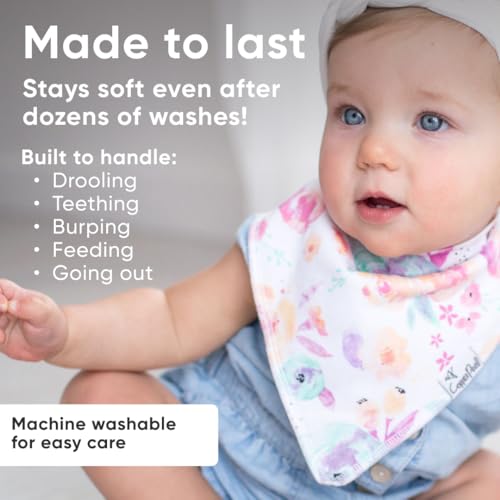 Copper Pearl 4 Pack Soft Cotton Baby Bibs for Drooling and Teething, Absorbent Drool Bibs for Baby Girl and Boy, Adjustable to Fit Newborns to Toddlers, Tons of Styles (Bloom) - Image 3