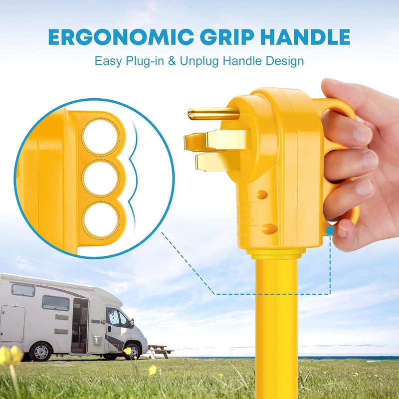 Kohree 50 Amp RV Plug Male, 125 250V RV Replacement Plug, Heavy Duty NEMA 14-50P Receptacle with Ergonomic Grip Handle for Camper, Caravan, Motorhome, Van - Image 2
