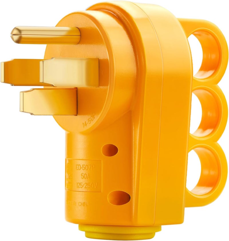 Kohree 50 Amp RV Plug Male, 125 250V RV Replacement Plug, Heavy Duty NEMA 14-50P Receptacle with Ergonomic Grip Handle for Camper, Caravan, Motorhome, Van - Image 1