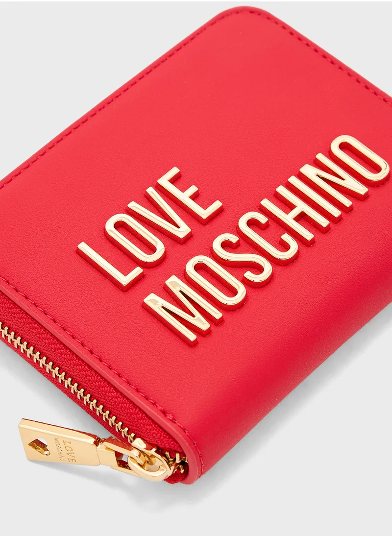 Love Moschino Logo Detailed Zip Over Wallet