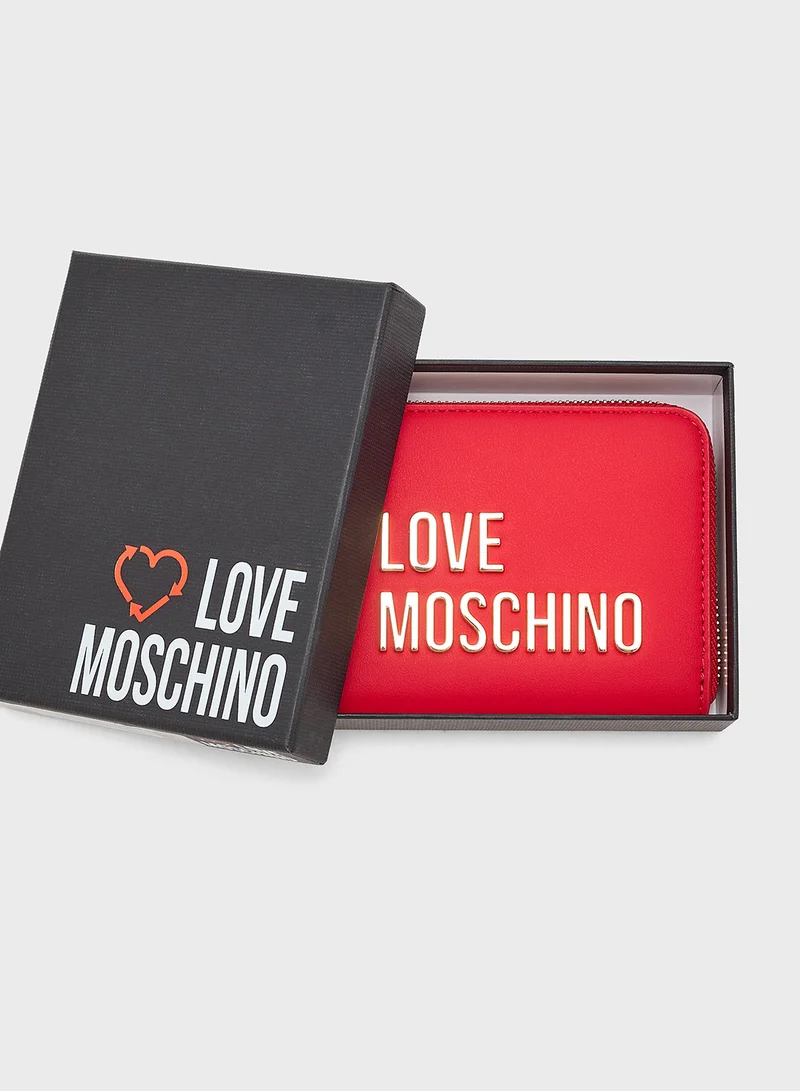 لوف موسكينو Logo Detailed Zip Over Wallet