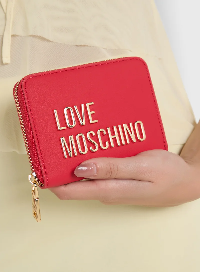 لوف موسكينو Logo Detailed Zip Over Wallet