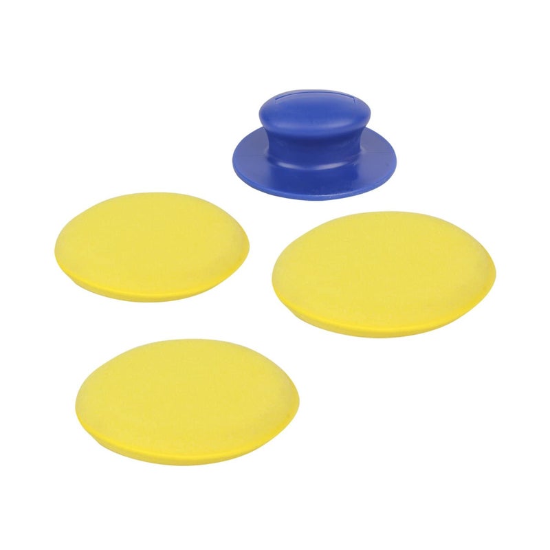 AUTO PLUS Applicator Pad | 2 in 1 Foam Applicator Pad | Wax applicator | Durable & Washable Car Polish Sponge | Ultra-Soft Applicator Sponge 11cm/4.5" Diameter (Pack of 3Pcs) - Image 1
