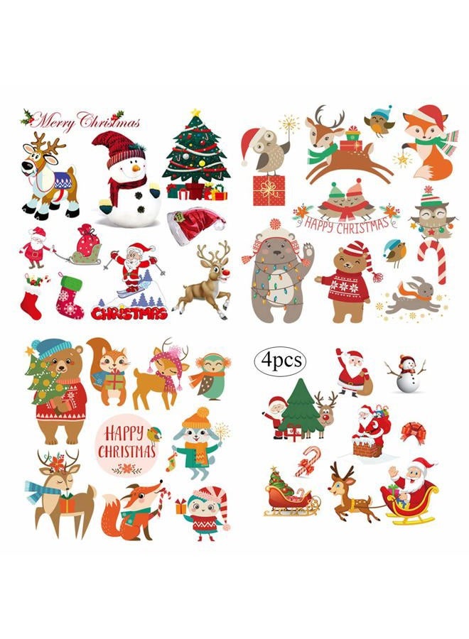 Adonisaon XMAS Patches Christmas Heat Transfer Iron on Appliques for Jackets T-Shirt Jeans Pillow Backpacks Clothes Decorations Sticker with Santa Claus Snowman Elk Animals Candies Trees Design 4PCS Party Favor - Image 1