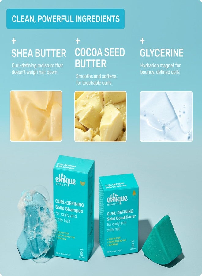 Ethique Beauty Mini Sampler Solid Shampoo & Conditioner Bar Set - Curl-Defining Shampoo & Conditioner with Shea Butter - Plastic-Free, Cruelty-Free, Vegan - Travel Size - 2 Pack - Image 3