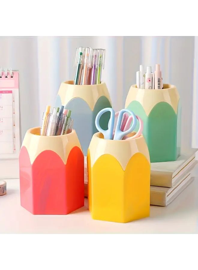 Blue Large Capacity Desktop Pencil Holder With Spring Stand Design For Office And School - Image 2