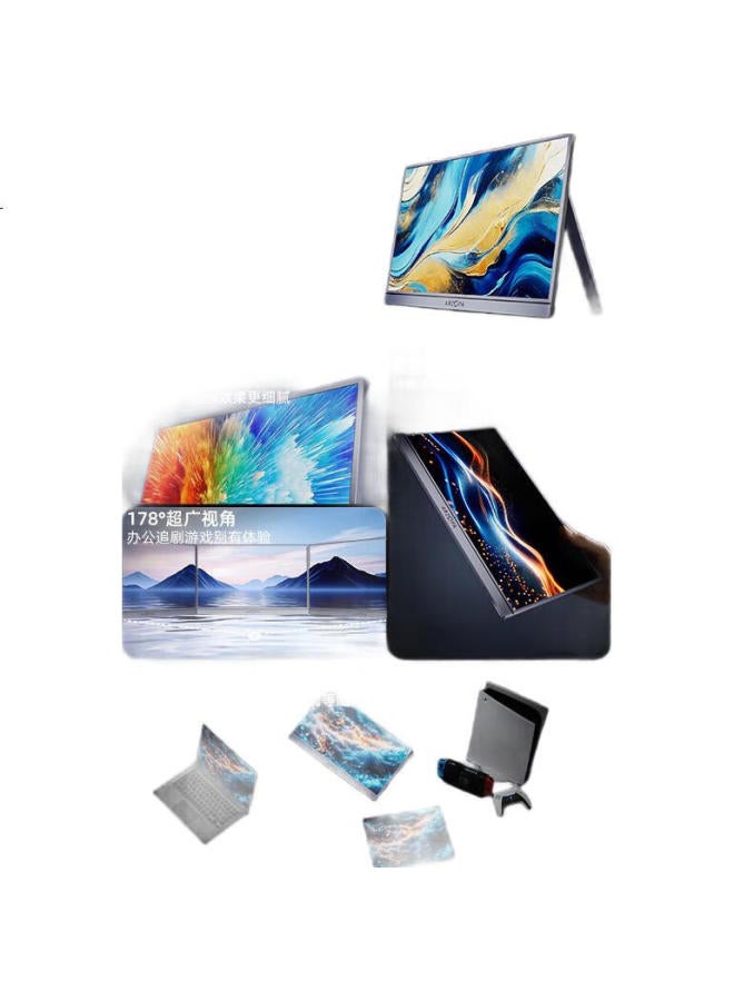 ARZOPA شاشة محمولة أروزوبا 16.1 بوصة 100% SRGB، شاشة توسيع مباشرة للكمبيوتر والهاتف المحمول، شاشة عرض ثانوية لنظام سويتش، رمادي فضائي A1C - Image 1