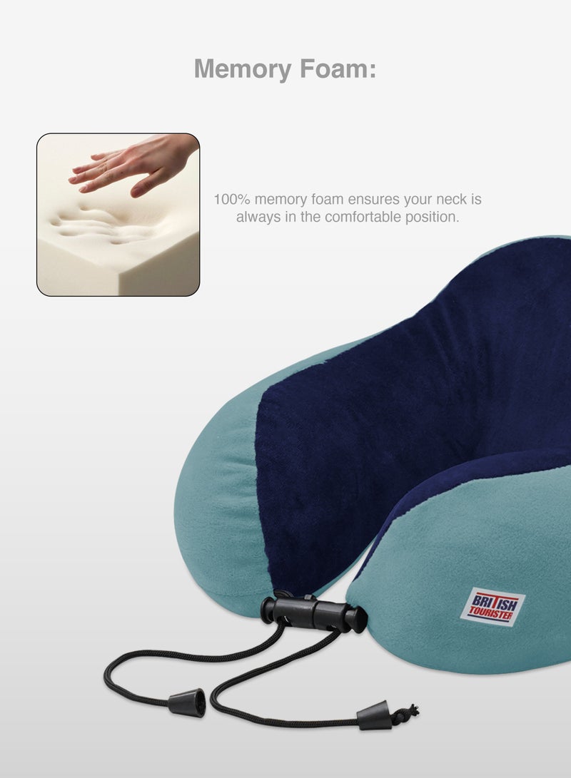 BRITISH TOURISTER Travel Pillow, Memory Foam, Airplane Neck Pillow Sky Blue - Image 2
