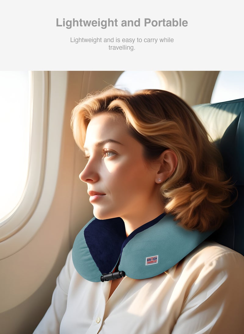 BRITISH TOURISTER Travel Pillow, Memory Foam, Airplane Neck Pillow Sky Blue - Image 4