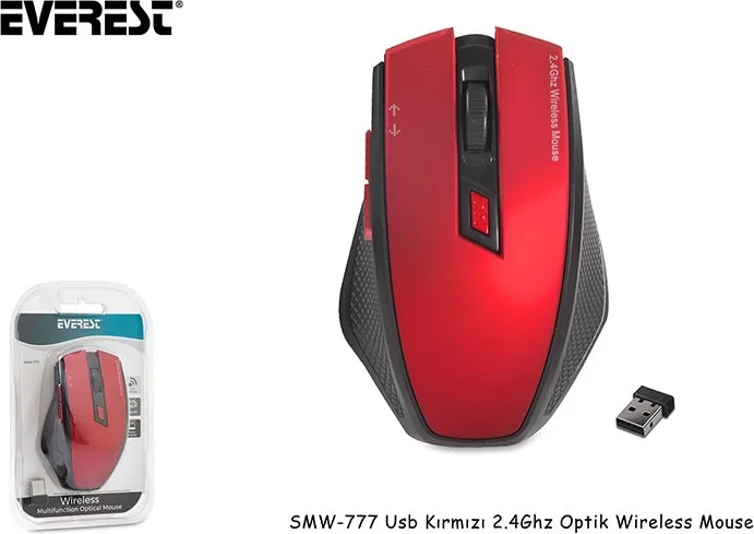 ايفرست ماوس لاسلكي بصري SMW-777 USB أحمر 2.4 جيجاهرتز