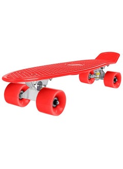 STRAUSS STRAUSS Cruiser PW Skateboard| Penny Skateboard | Casterboard | Hoverboard | Anti-Skid Board with ABEC-7 High Precision Bearings | PU Wheel with Light |Ideal for 8 Years and Above | 22 X 6 Inch,(Red)  - Image 1