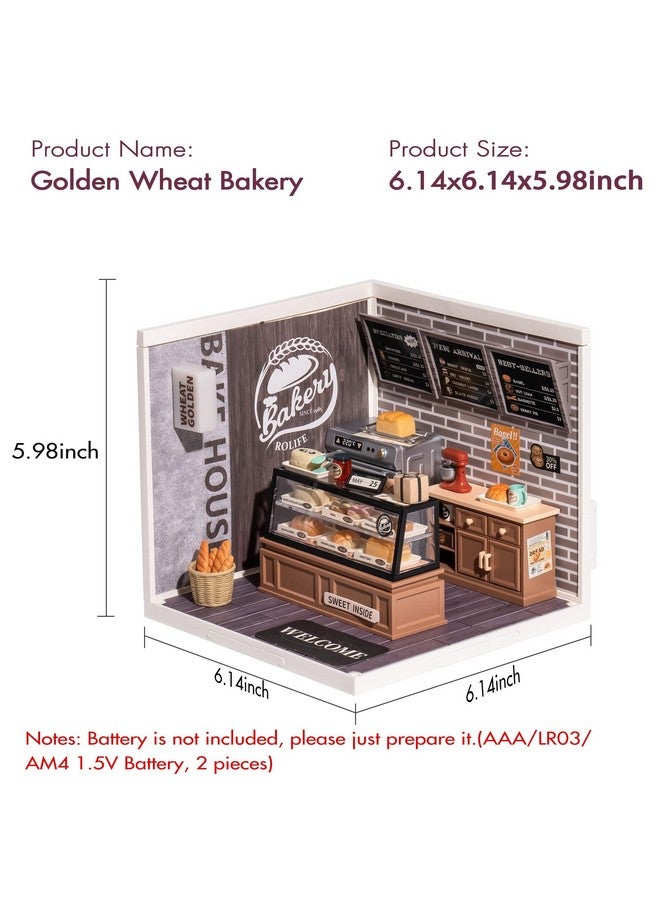 Rolife Rolife LED Building Blocks for Adults,1:24 Toy Building Sets,Model Building Kits for Kids Ages 8-12-15,DIY Miniature Dollhouse Kits for Adults,Hobbies for Women Men (1.Golden Wheat Bakery) - Image 5