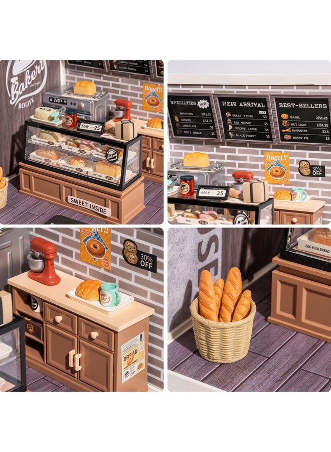 Rolife Rolife LED Building Blocks for Adults,1:24 Toy Building Sets,Model Building Kits for Kids Ages 8-12-15,DIY Miniature Dollhouse Kits for Adults,Hobbies for Women Men (1.Golden Wheat Bakery) - Image 3