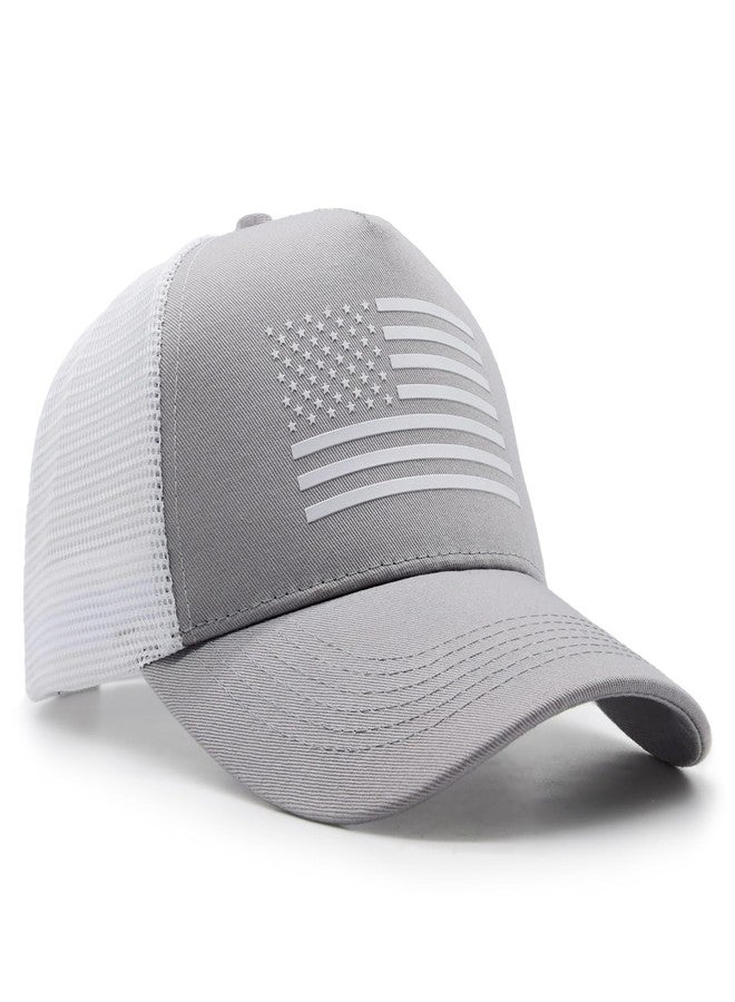 HAFOUXIGM 2 Packs American Flag Trucker Hat, Adjustable Mesh Snapback USA Flag Baseball Caps for Men Women - Image 4