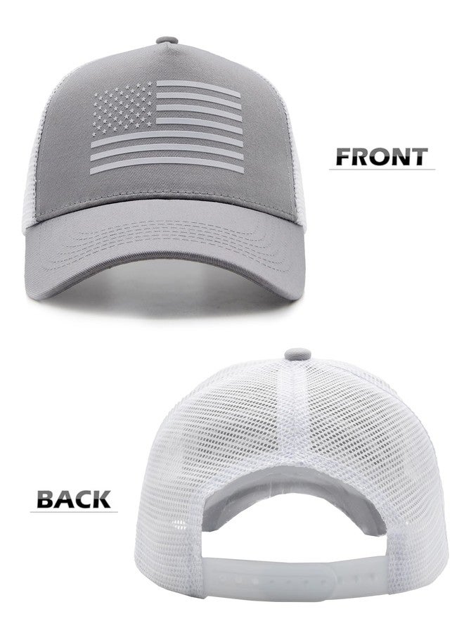 HAFOUXIGM 2 Packs American Flag Trucker Hat, Adjustable Mesh Snapback USA Flag Baseball Caps for Men Women - Image 5