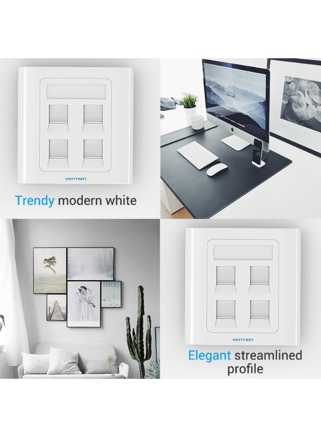 VENTION 4 Port keystone Jack Wall Plate White 86 Type Model # IFCW0 - Image 3