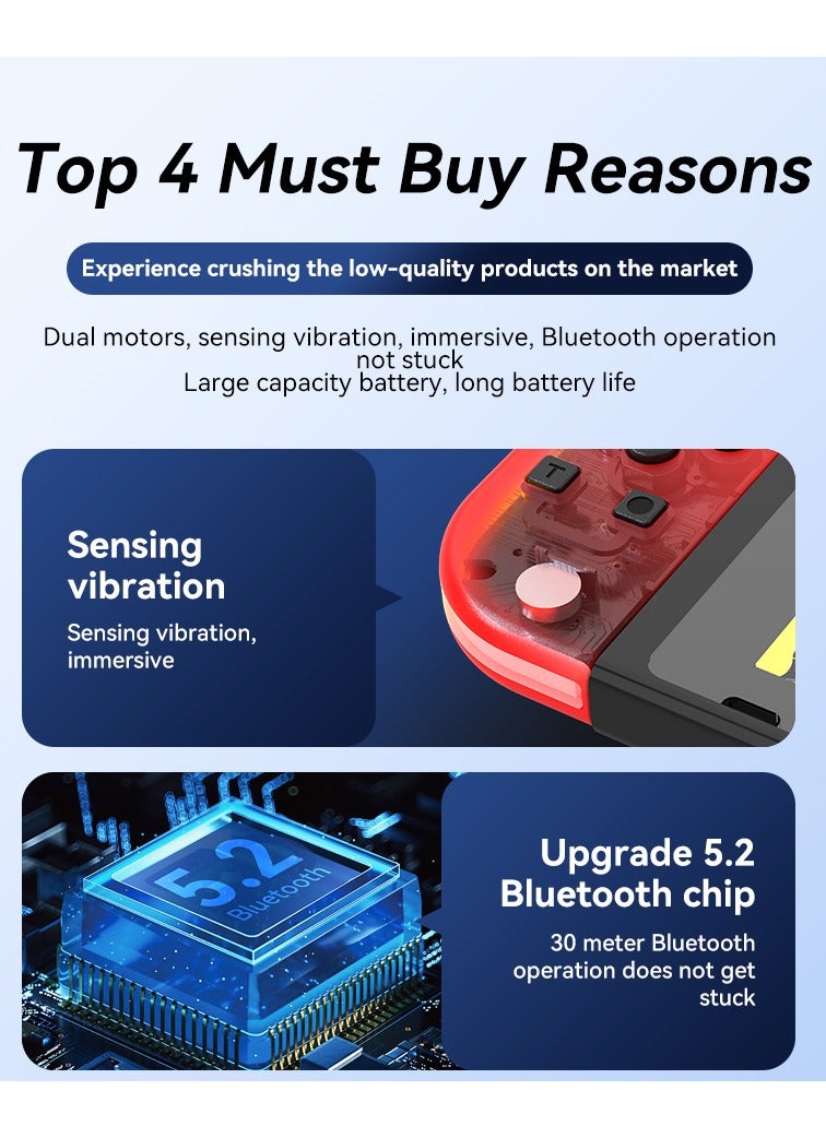 Wireless Controller for Nintendo Switch, L/R Controllers Replacement Compatible with Nintendo Switch/Lite/OLED, Joystick with Wake-up/Screenshot/Dual Vibration/Motion Control Function With RGB light - Image 3