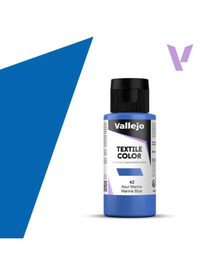 Textile Fabric Paint Marine Blue 42 – 60ml Bottle Matte Washable Finish Artist Grade