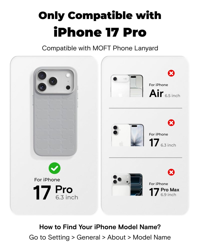 MOFT x Tombogo for iPhone 17 Pro Case- MOVAS Snap Case, MagSafe Compatible, Soft-Touch Vegan Leather, Classic Minimalist Design, Lightweight, Stain-Resistant & Camera Protection, Cement - Image 2