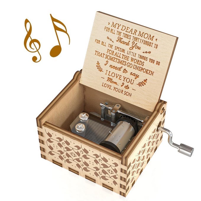 You are My Sunshine Music Box Gift for Mom from Son Wood Laser Engraved Vintage Music Boxes Unique Best Gift for Mothers Day BirthdayChristmas Son to Mom