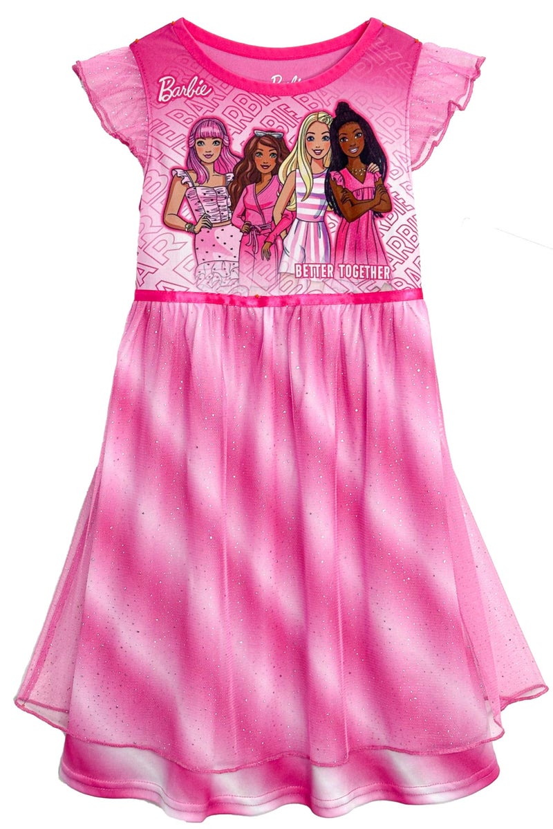Barbie Pink Sparkle Better Together Dress Up Toddler Nightgown, Size 2T - Image 1