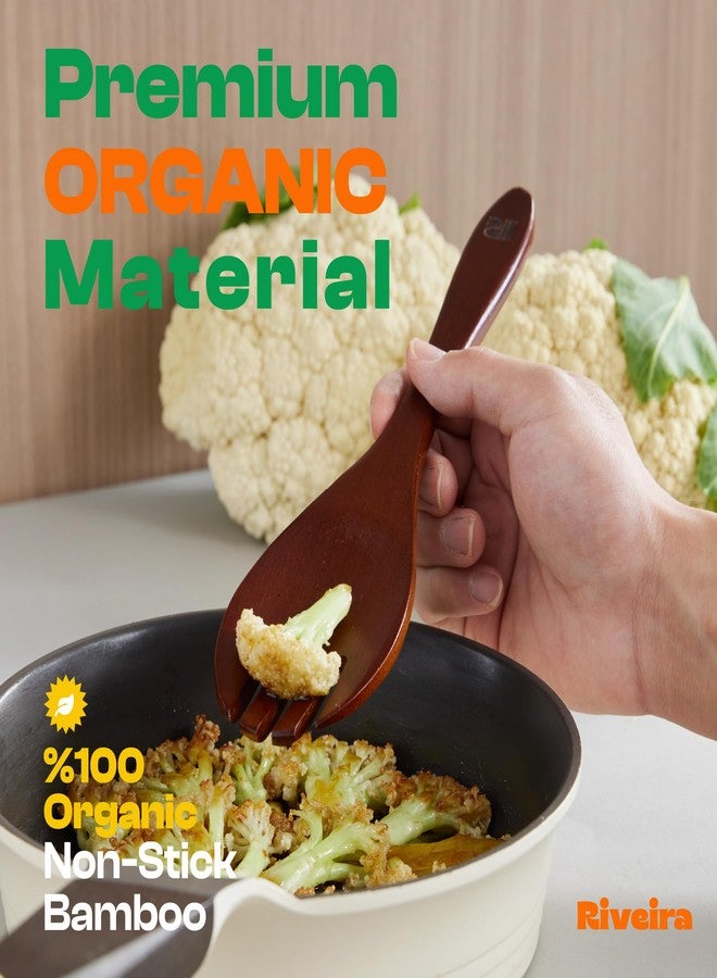 Riveira Set of 9 Premium Brown Bamboo Cooking Utensils - Bamboo Utensils for Cooking - Non-Toxic Utensils - Wooden Kitchen Set for Non-Stick Cookware - Image 2