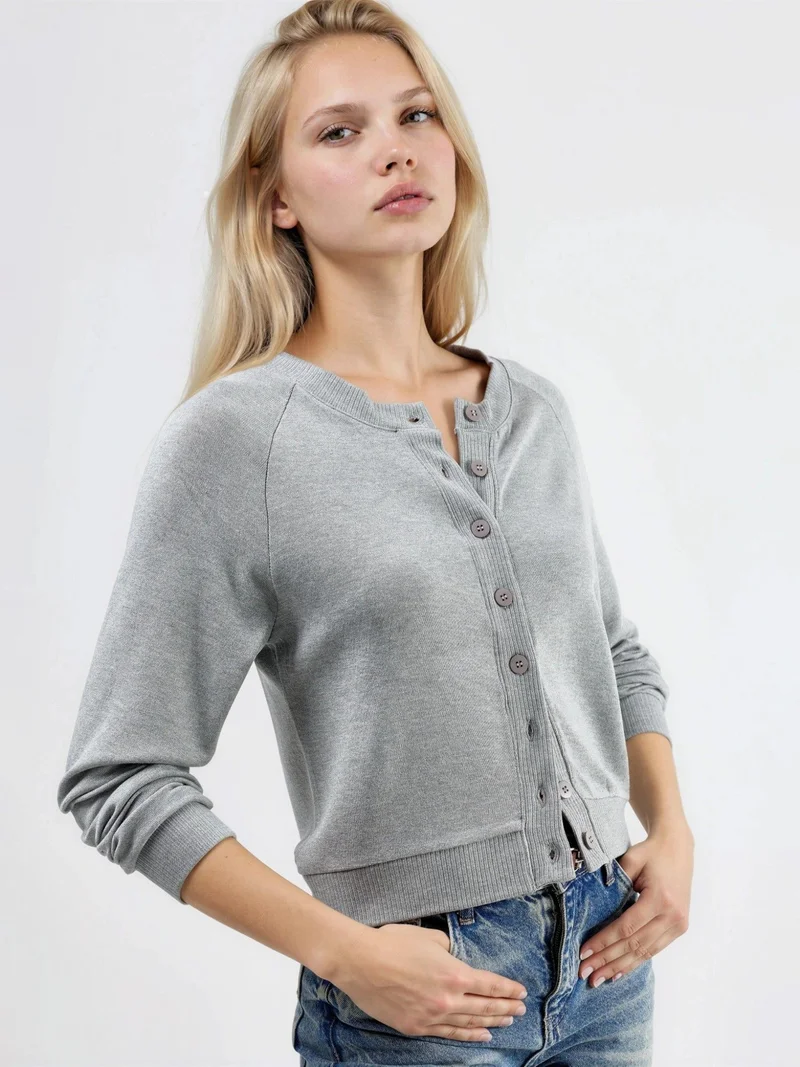 بوسيم BUSEM Crew Neck Buttoned Cardigan