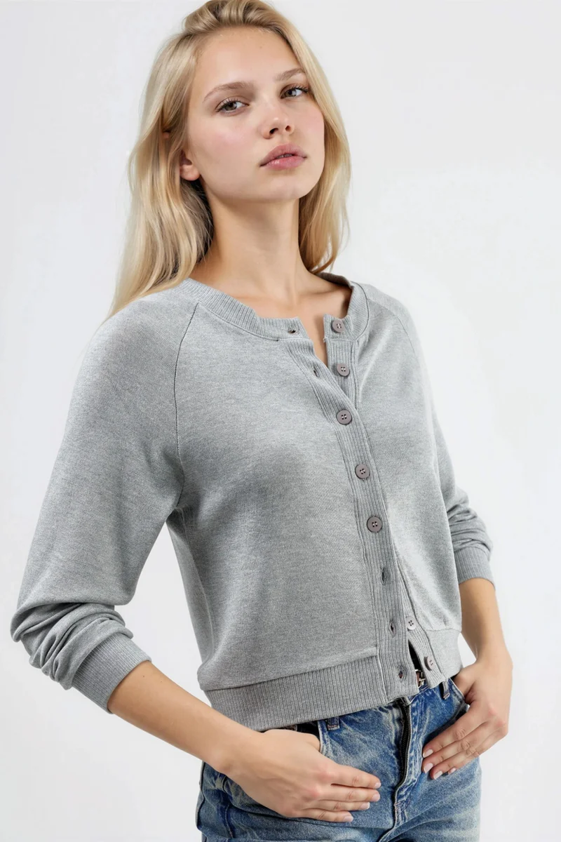 Busem BUSEM Crew Neck Buttoned Cardigan
