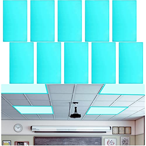 Tuanse 10 Pack Calming Fluorescent Light Covers Filters for Ceiling Lights Classroom Office Hospital Home Decor 4 x 2 Feet, Blue, with Round Double Sided Tape - Image 1