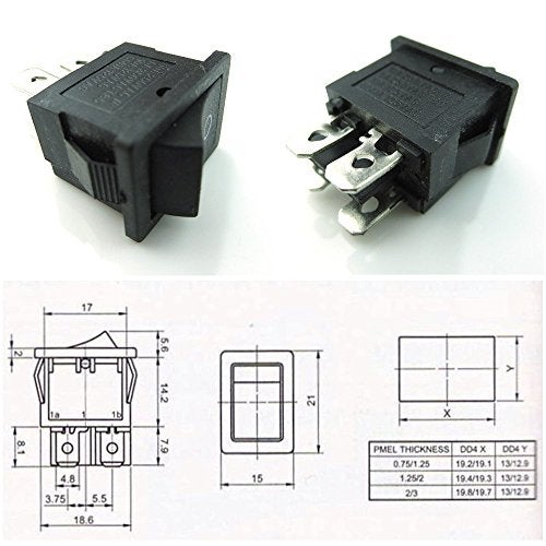 CESS Hull Shape Snap-in KCD1-104 4 Pin ON-Off Switch (2 Pack) - Image 5