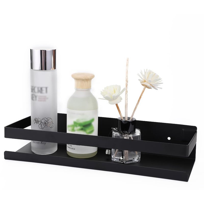 OwnMy Bathroom Shower Shelf Stainless Steel Bath Kitchen Basket Shower Caddy Rack, Rustproof Metal Bathroom Storage Floating Shelves Wall Mounted Shower Corner Rectangular Shelf - 12 Inch Black - Image 5