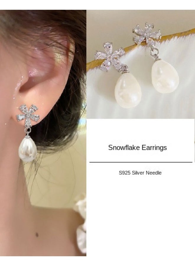 pincai Fashionable And Versatile Earring Design, Snowflake Ear Studs, High-end Minimalist Luxury Niche Ear Accessories, Elegant Style - Image 1