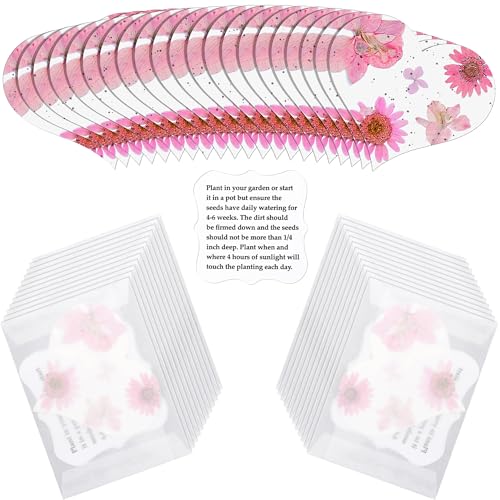 BuggyBeds 24 Pink Heart Plantable Seed Paper with Wildflower Seeds – Favor for Bridal Shower, Wedding Gift, Birthday, Garden Keepsake, Let Love Grow - Image 1