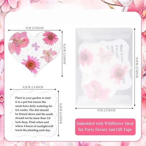 BuggyBeds 24 Pink Heart Plantable Seed Paper with Wildflower Seeds – Favor for Bridal Shower, Wedding Gift, Birthday, Garden Keepsake, Let Love Grow - Image 3