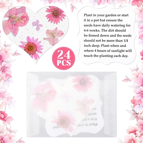 BuggyBeds 24 Pink Heart Plantable Seed Paper with Wildflower Seeds – Favor for Bridal Shower, Wedding Gift, Birthday, Garden Keepsake, Let Love Grow - Image 2