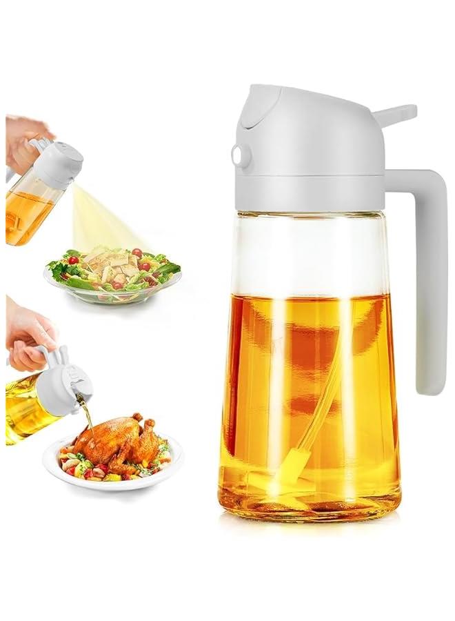 HOOKOR Oil Sprayer for Cooking, 2 in 1 Oil Sprayer for Cooking, 470ml/16oz Glass Oil Spray Bottle with Pourer, Cooking Oil Spray Glass for Used for Air Fryer, Baking, Grilling ﻿ (White) - Image 1
