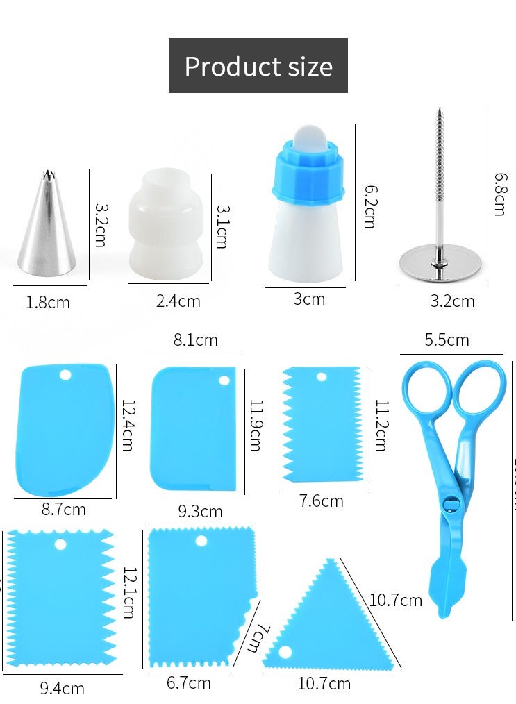 Reko Cake Decorating Kit 110Pc Baking Supplies Tools, 3in1 Cake Turntable for Decorating Cakes Cupcakes Cookies with Piping Bags and Tips Set, Leveler, Spatula, Pastry Tools, Cutter, Cake Nozzles & more - Image 5
