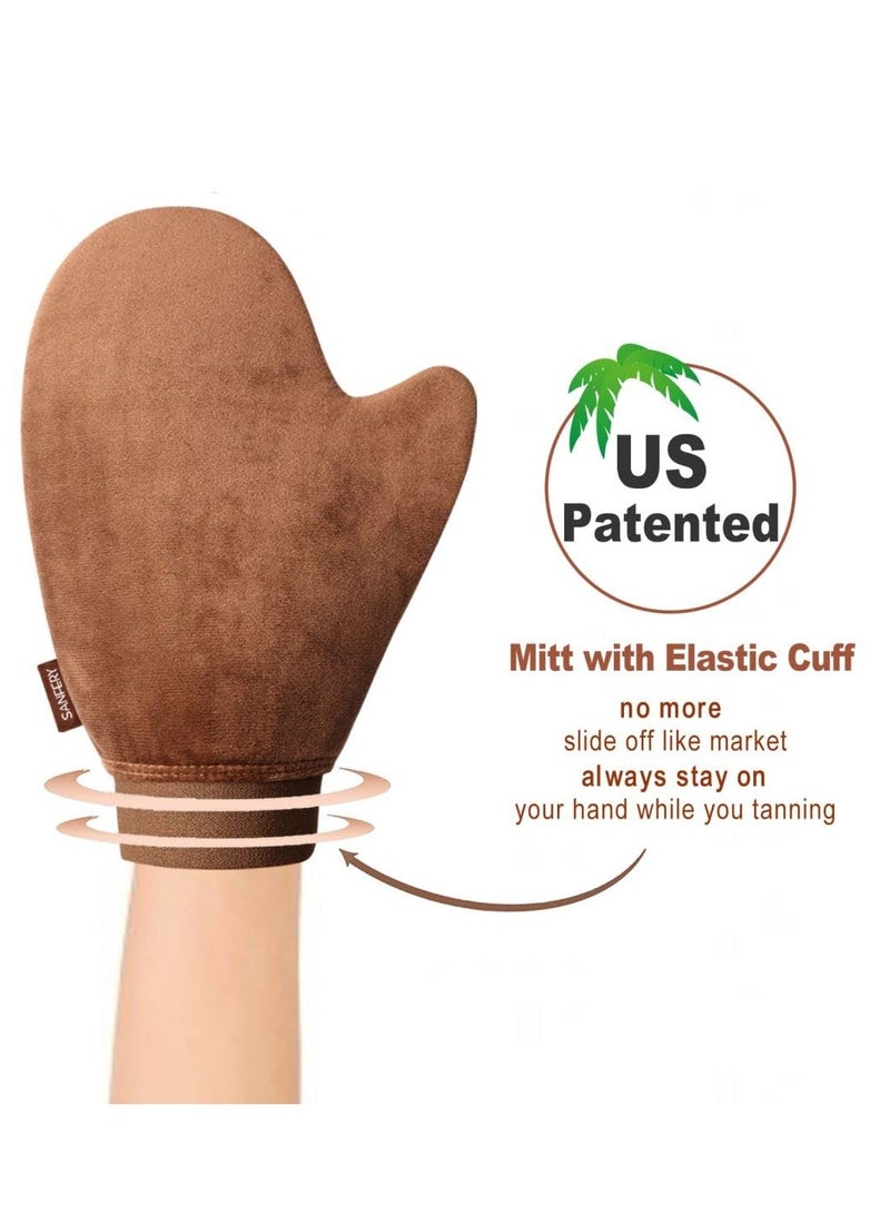 Sanfery Self Tanning Mitt Applicator Kit - Sanfery 5 Pack Tanning Mitts Self Tanner Mitt Applicator Kit Self Tan Mitt Kit with Tanning Glove, Back Applicator, Mini Tan Mit, Exfoliating Mitt, Brush  - Image 3