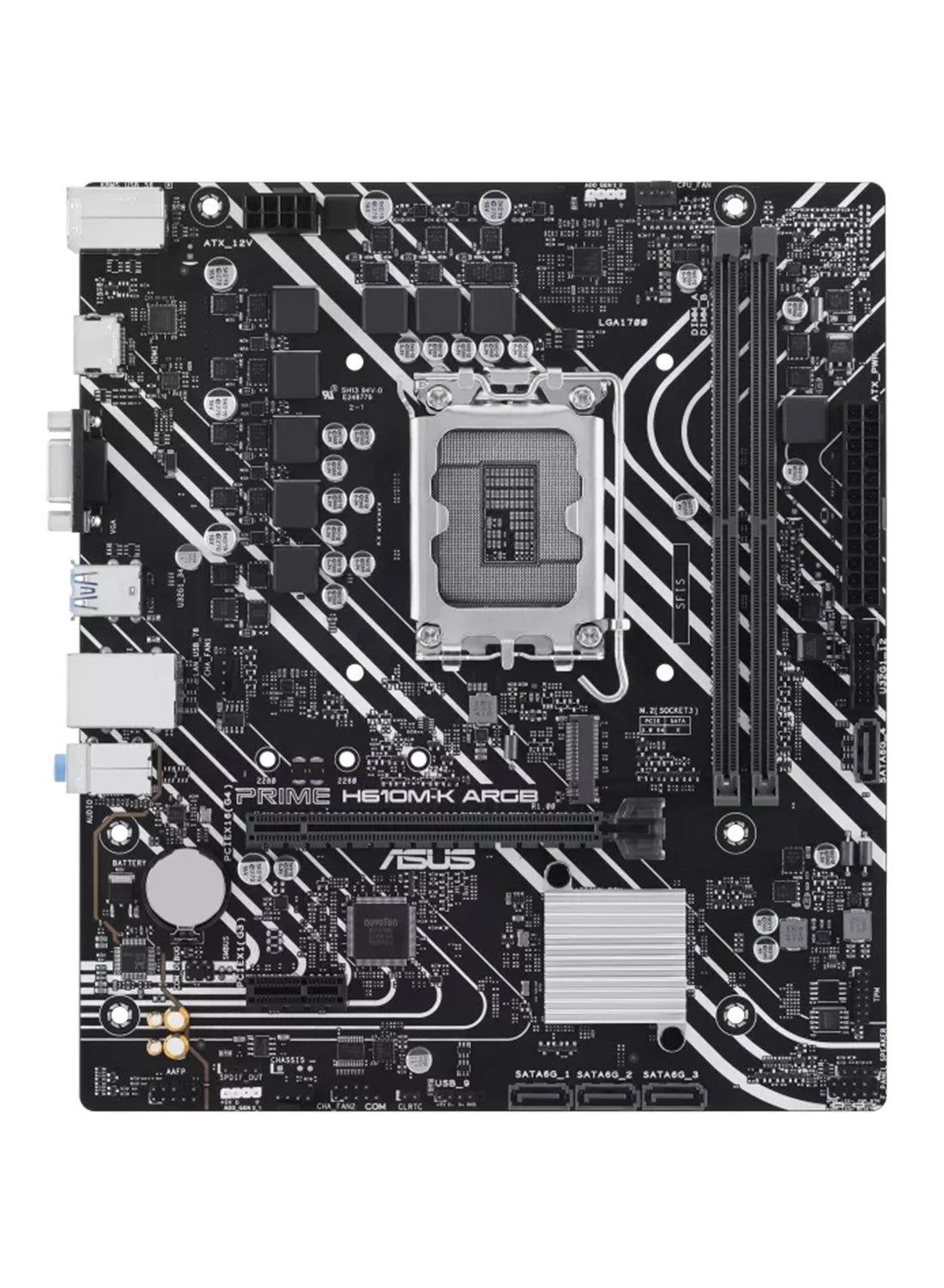 Prime H610M-K ARGB micro-ATX Motherboard DDR5 Support LGA 1700, PCIe 4.0, M.2 Slot, Realtek 1Gb Ethernet, 1*HDMI, 1*VGA,USB 3.2 Gen 1, 4*SATA 6Gb/s ports, Aura Sync, 5X Protection III | 90MB1G90-M0EAY0 Black