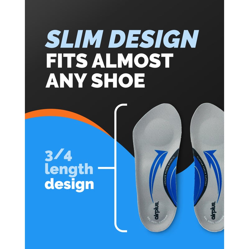 Airplus Plantar Fasciitis Orthotic 3/4 Length Shoe Insole- Foam Shell & Gel Heel - Deep Heel Cup, Full-Foot Arch Support - Soft Cushioning & Stability-APMA Certified-Fits Most Shoes & Boots - Unisex - Image 5