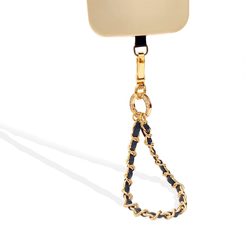 Nalefow Phone Wrist Strap with Metal Chain Phone Lanyard Wrist with 2 Tether Tabs Metal Leather Cellphone Charm Chain (Gold) - Image 2