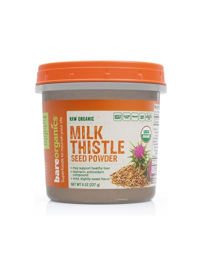BareOrganics Milk Thistle Seed Powder, Superfood Powder, Organic Dietary Supplement, 8 Ounces - Image 1