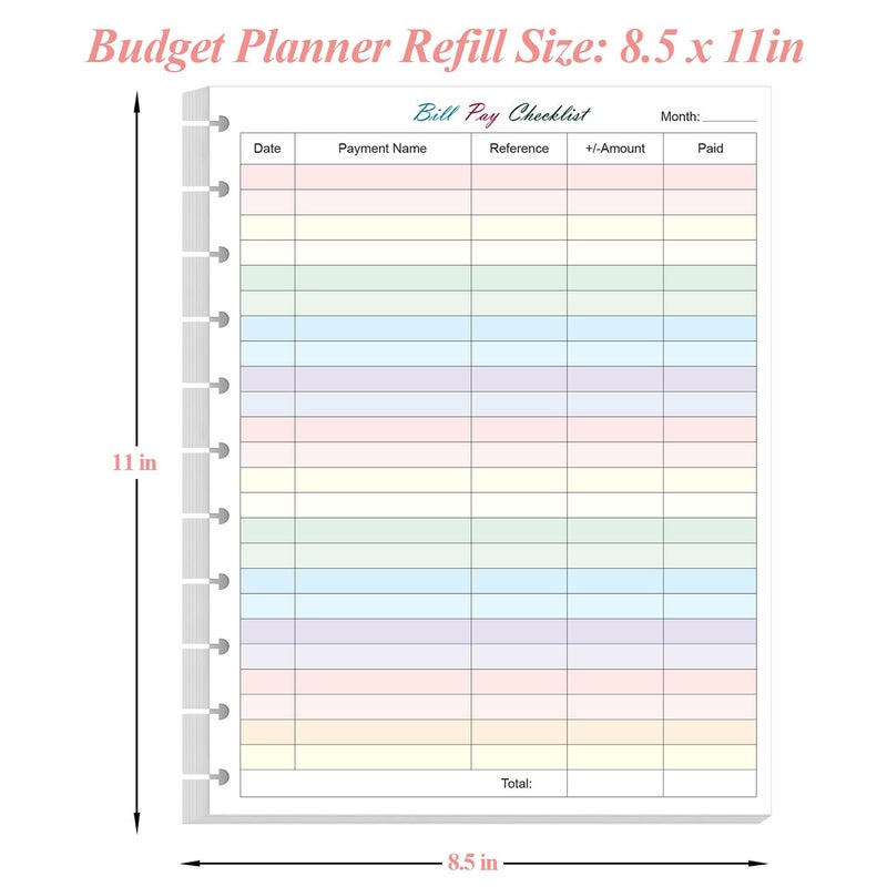 Yaridar A4 TUL Bill Payment Checklist Refills - 50 Sheets/100 Pages Letter Size Monthly Budget Forms for 11-Disc Discbound Budget Planners, 8.5" x 11" - Image 4