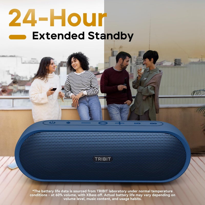 Tribit XSound Plus2 30W 5.3 Bluetooth Wireless Speakers,صوت ستيريو قوي أعلى مع وظيفة XBass المحسنة بالباس,وقت التشغيل 24 ساعة,IPX7 مقاوم للماء,مدمج في الميكروفون,150ft BT Range للمنزل / في الهواء الطلق,أزرق - Image 3