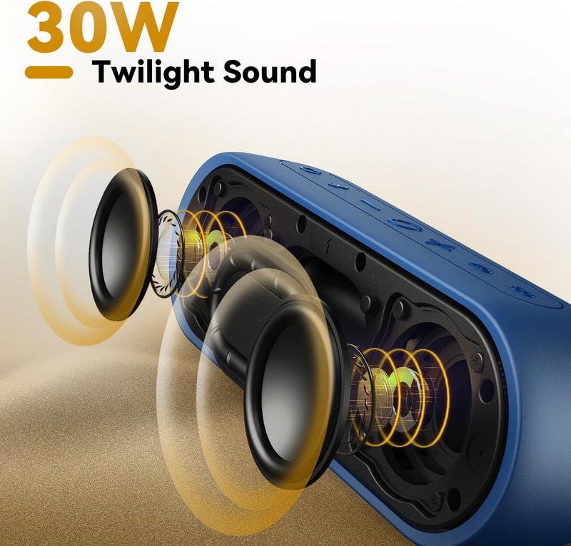 Tribit XSound Plus2 30W 5.3 Bluetooth Wireless Speakers,صوت ستيريو قوي أعلى مع وظيفة XBass المحسنة بالباس,وقت التشغيل 24 ساعة,IPX7 مقاوم للماء,مدمج في الميكروفون,150ft BT Range للمنزل / في الهواء الطلق,أزرق - Image 2