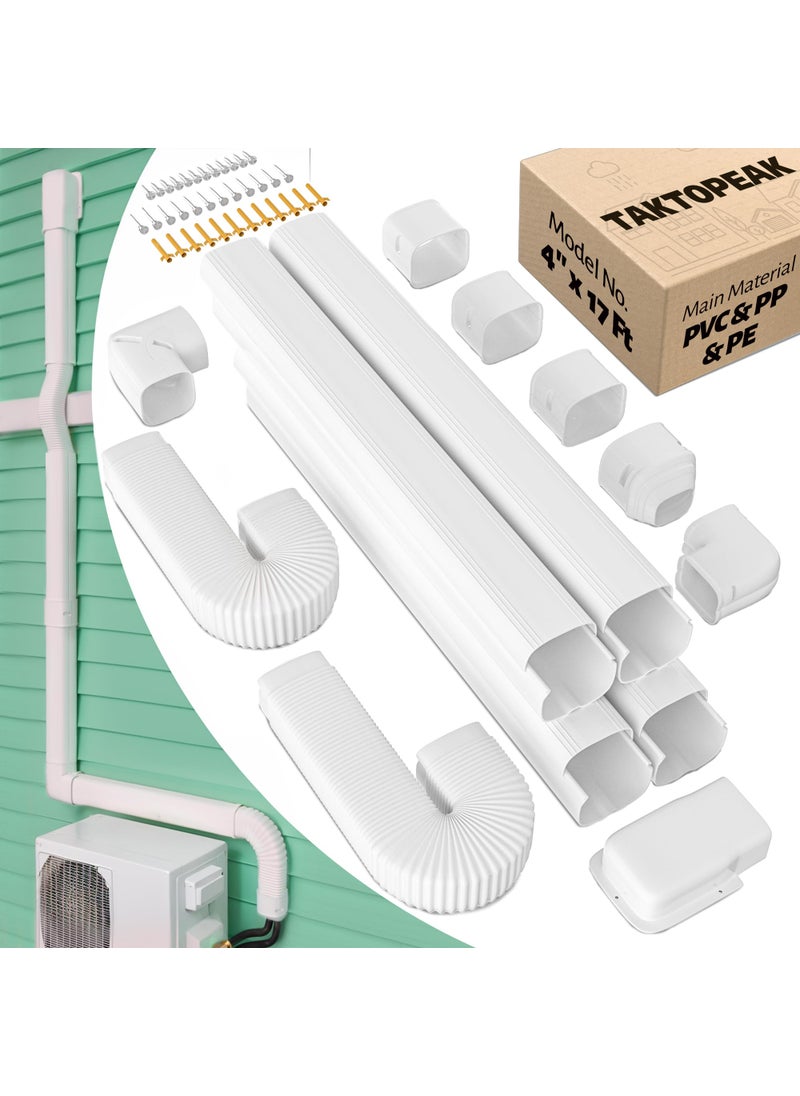 TAKTOPEAK TAKTOPEAK 4 17 Ft Minisplit Line Set Covers Line Hide Cover Kit for Mini Split Air Conditioners and Central AC 