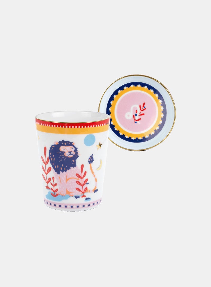 Baci milano Porcelain Cup with Lid/Saucer – Leo (Ø 9 cm, H 12 cm) - Image 1