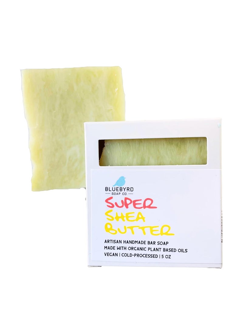 BLUEBYRD SOAP CO. Bluebyrd Soap Co Organic Shea Butter Bar Soap  Artisanal Natural Soap Bar for Super Soft Moisturized Skin  Raw Shea Butter Face  Body Wash Bar for Dull Dry Skin Shea Butter BAR 