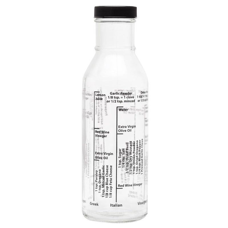 Kolder Salad Dressing Mixer Bottle with 8 Classic Light Recipes, Glass, 13-Ounce Capacity - Image 1